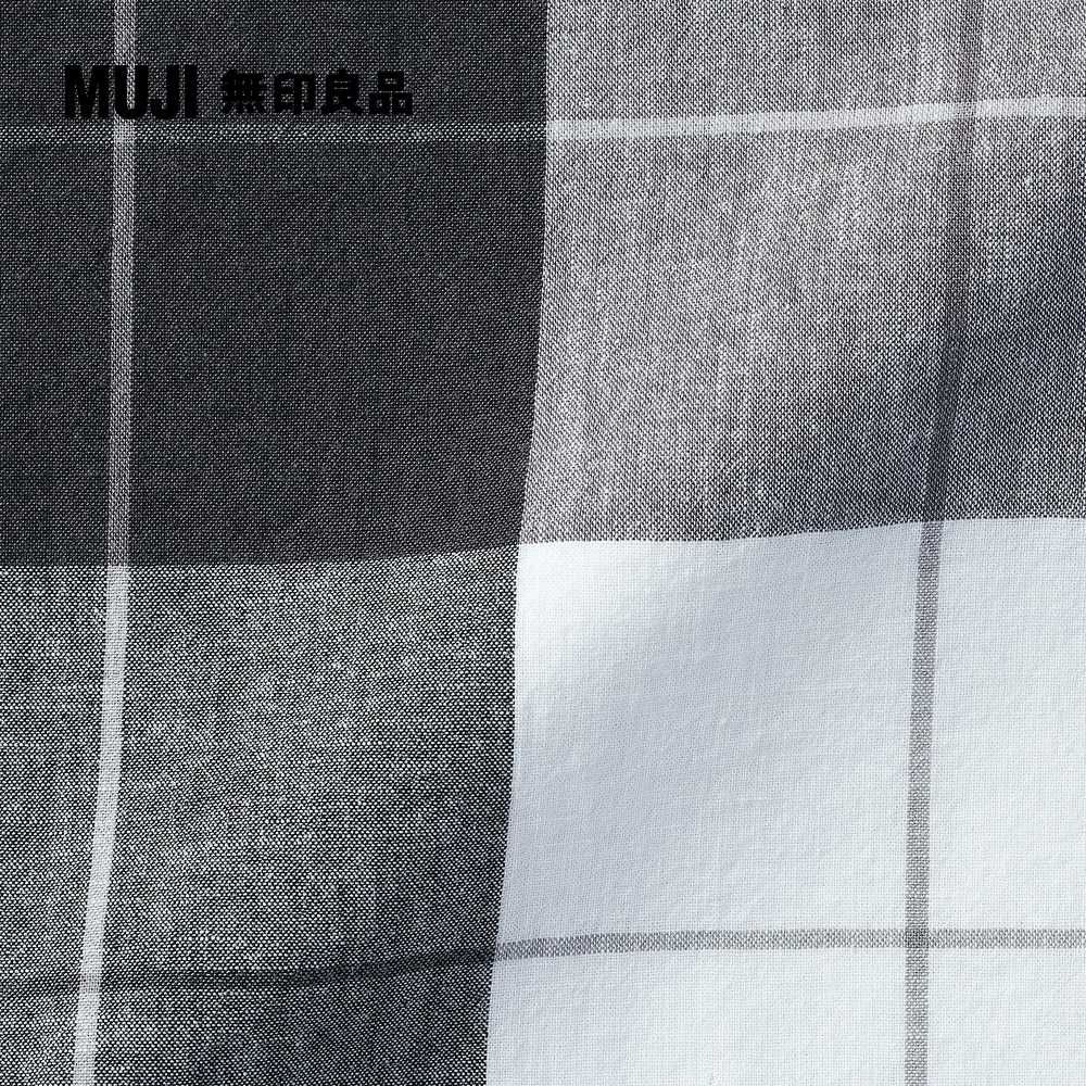 MUJI 無印良品 柔舒水洗棉枕套/50/深灰格紋