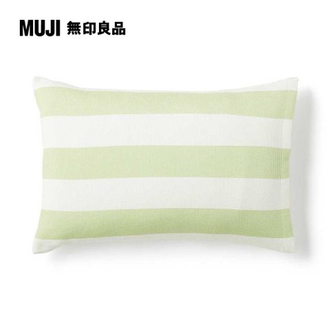 MUJI 無印良品 【限定】豐基人絹枕套/43/綠條紋