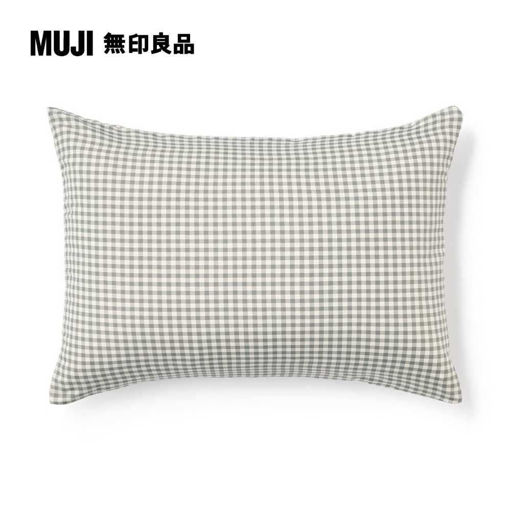 MUJI 無印良品 再生聚酯速乾枕套/43/綠格紋