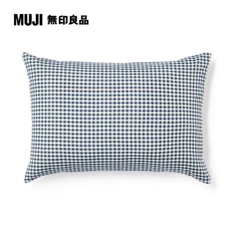 MUJI 無印良品 再生聚酯速乾枕套/43/深藍格紋