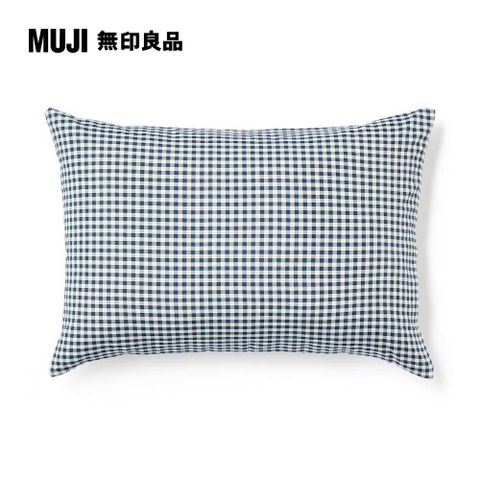 再生聚酯速乾枕套/50/深藍格紋