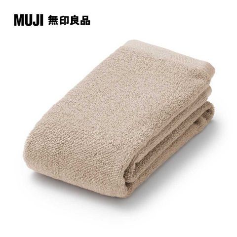 MUJI 無印良品 棉圈絨雙線織面用巾/可吊掛/粉米色【成品尺寸】34*85 cm