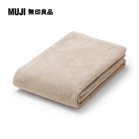 MUJI 無印良品 棉圈絨雙線織浴巾/可吊掛/粉米色【成品尺寸】70*140 cm