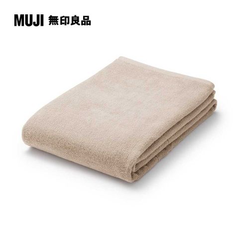 MUJI 無印良品 棉圈絨雙線織大浴巾/可吊掛/粉米色【成品尺寸】80*160 cm