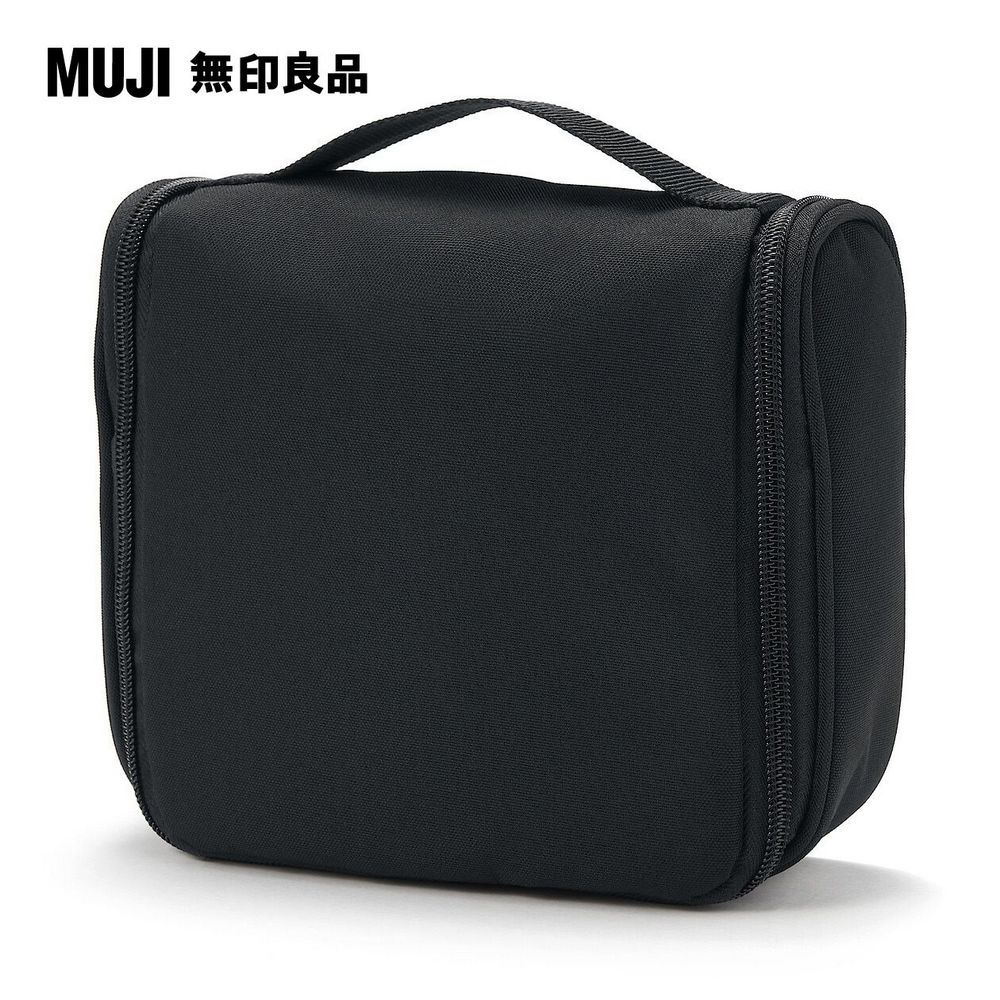  聚酯纖維吊掛盒型收納包黑.約16x19x6cm【MUJI 無印良品】