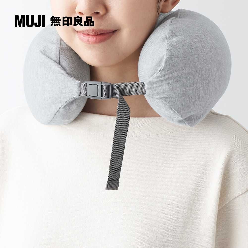 MUJI 無印良品 微粒貼身靠枕灰.約16x64cm