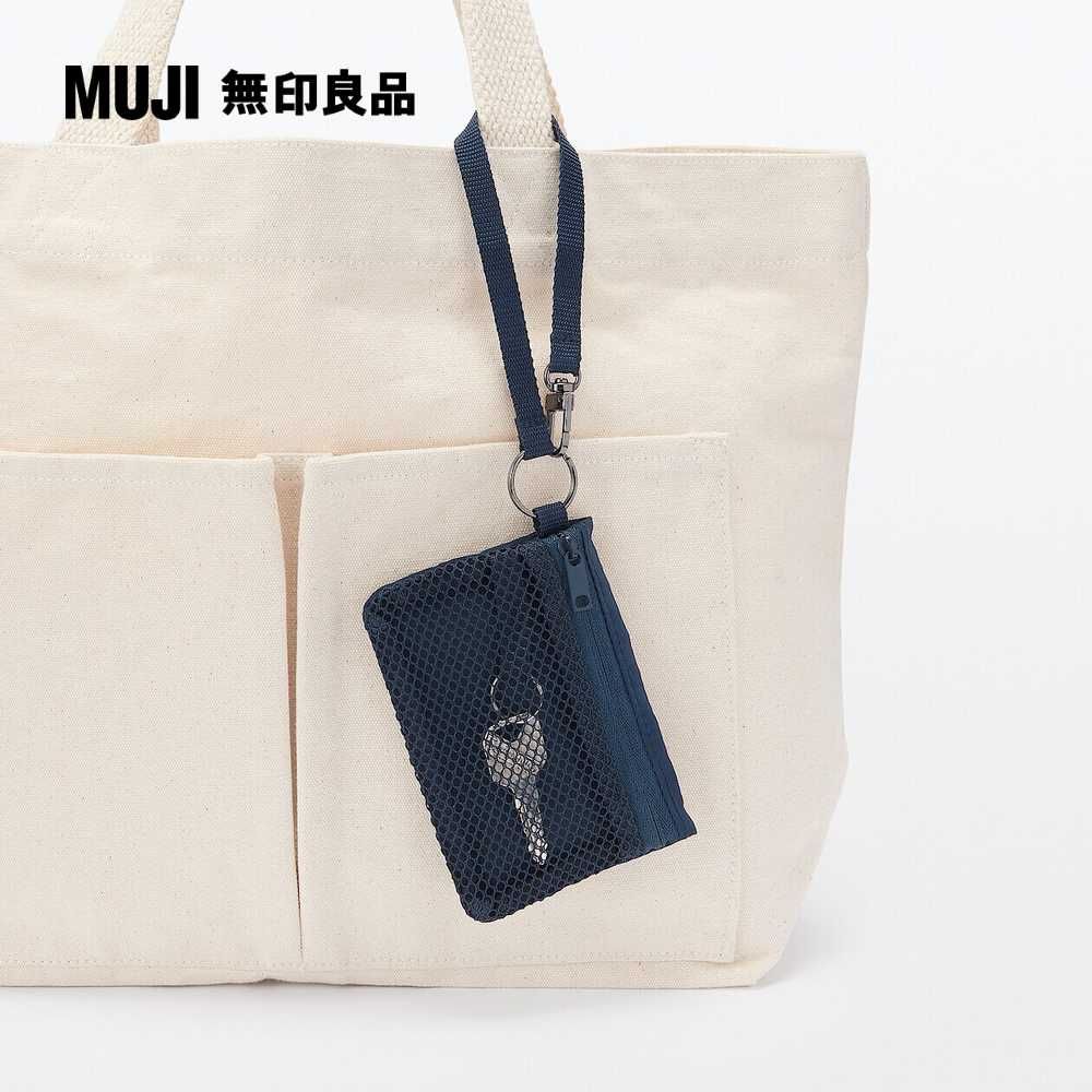 MUJI 無印良品 聚酯纖維卡片夾深藍.約8x12cm