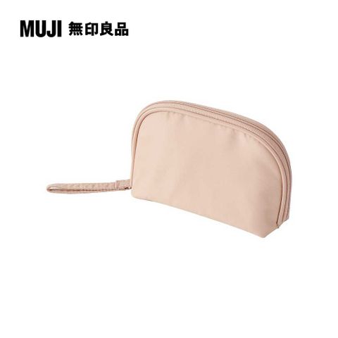 MUJI 無印良品 聚酯纖維廣口化妝包/粉米.約1339cm