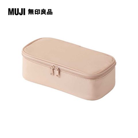 MUJI 無印良品 聚酯纖維橫型化妝箱/粉米.約9196cm