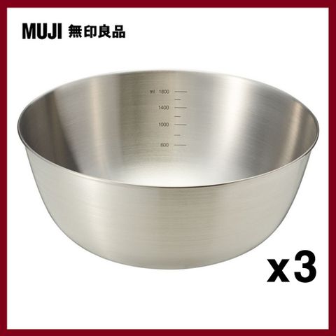 【MUJI 無印良品】不鏽鋼碗_L(22cm)【3入組】