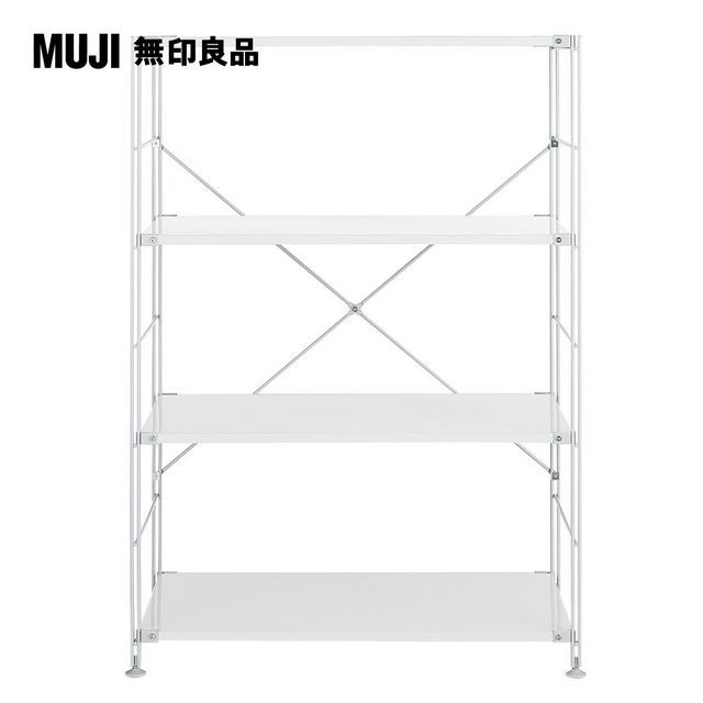 MUJI 無印良品 SUS鋼製層架組/亮面淺灰/寬/中/9S(大型家具配送)