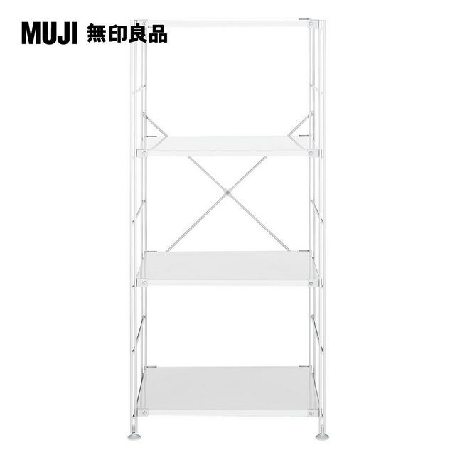 MUJI 無印良品 SUS鋼製層架組/亮面淺灰/中/9S(大型家具配送)