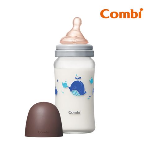 【Combi】真實含乳寬口玻璃奶瓶 240ml 棕