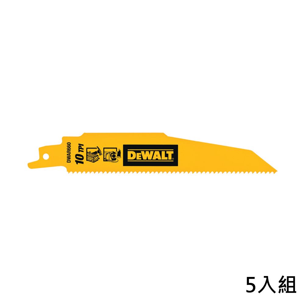 DEWALT 得偉 美國   6"x10T雙金屬破壞型軍刀鋸片(鐵工)5入 DWAR660