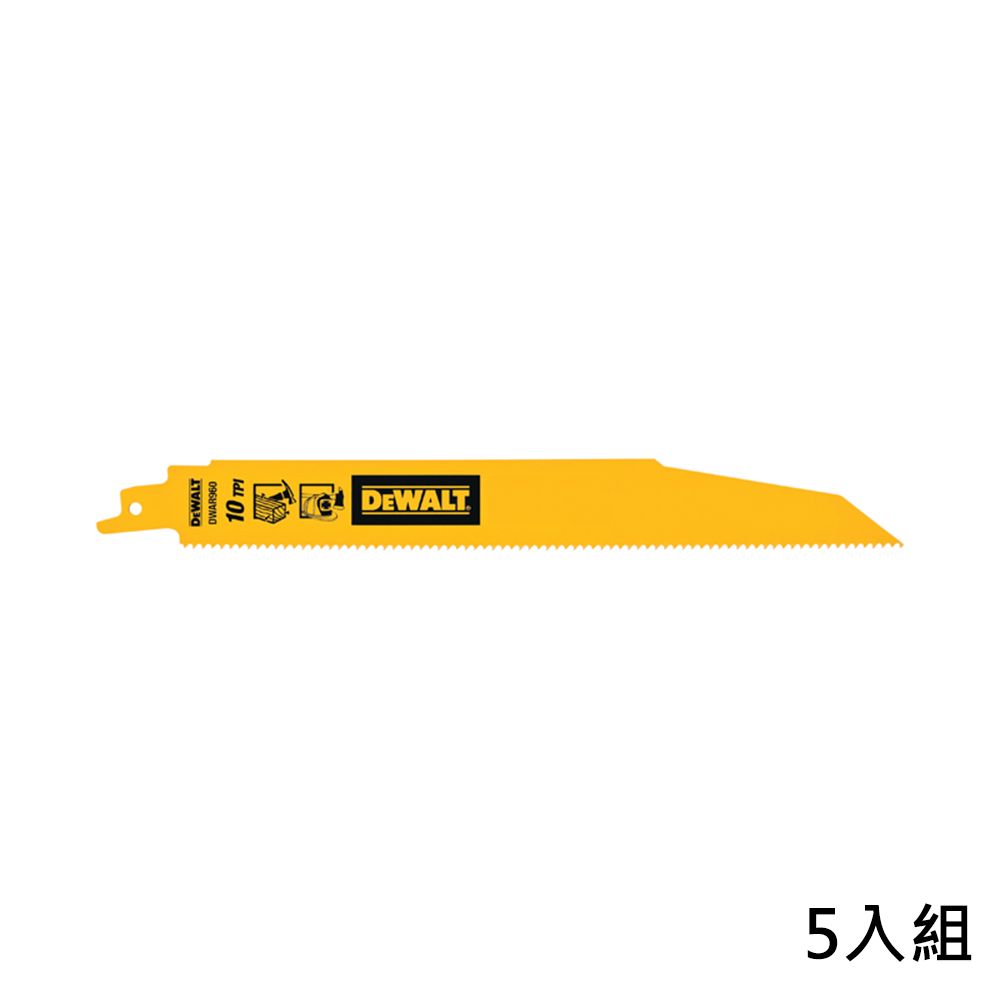 DEWALT 得偉 美國   9"x10T雙金屬破壞型軍刀鋸片(鐵工) 5入 DWAR960