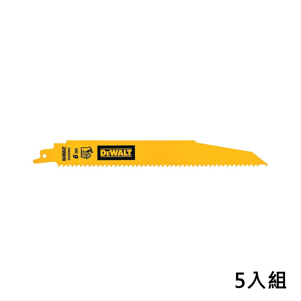 DEWALT 得偉 美國   9"x6T雙金屬破壞型軍刀鋸片(木工)  5入 DWAR966