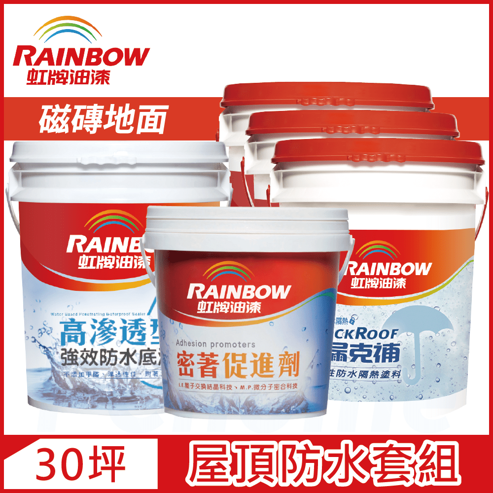 Rainbow 虹牌油漆 424 漏克補屋頂防水漆 磁磚地面 基本版30坪套組
