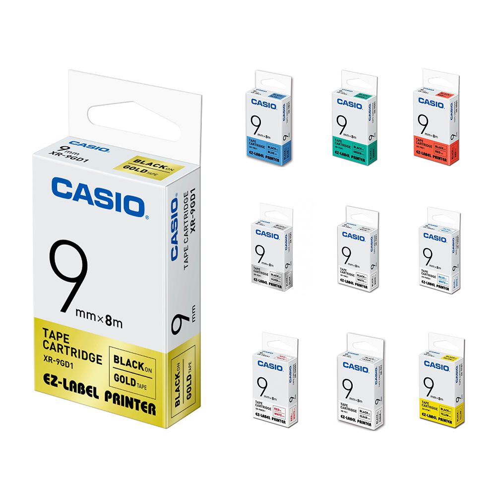 CASIO 卡西歐 標籤機專用色帶-9mm-共10色-團購組合(10入組)(XR-9mm系列)