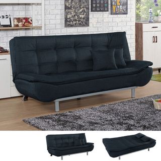 Boden-巴爾藍黑色布沙發床/雙人椅/二人座沙發-贈抱枕