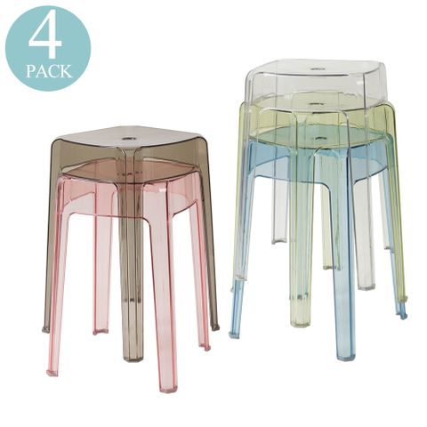 樂嫚妮 4入透彩塑膠椅凳-(5色)