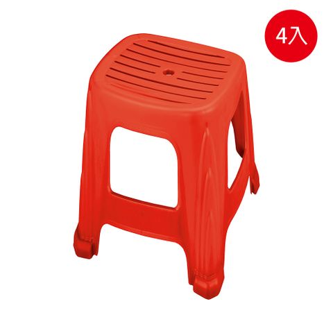 ONE 生活 樂活四角塑膠椅(四入組) 紅/藍/咖啡 三色