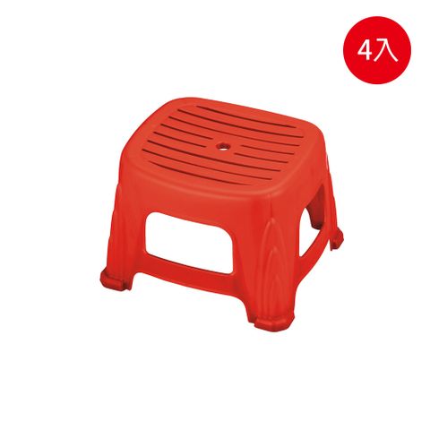 ONE 生活 樂童四角塑膠椅(四入組) 紅/白/咖啡 三色