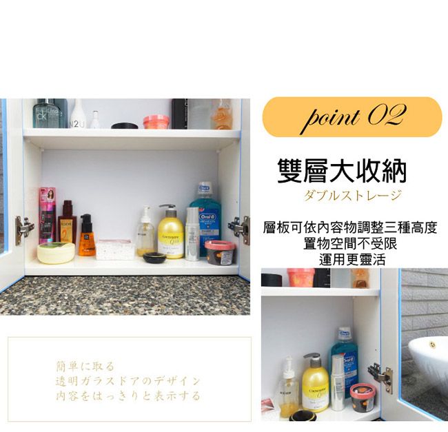 簡単に取る透明ガラスドアのデザイン内容をはっきりと表示するpoint 層大収納ダブルストレージ層板可依内容物調整三種高度置物空間不受限運用更靈活