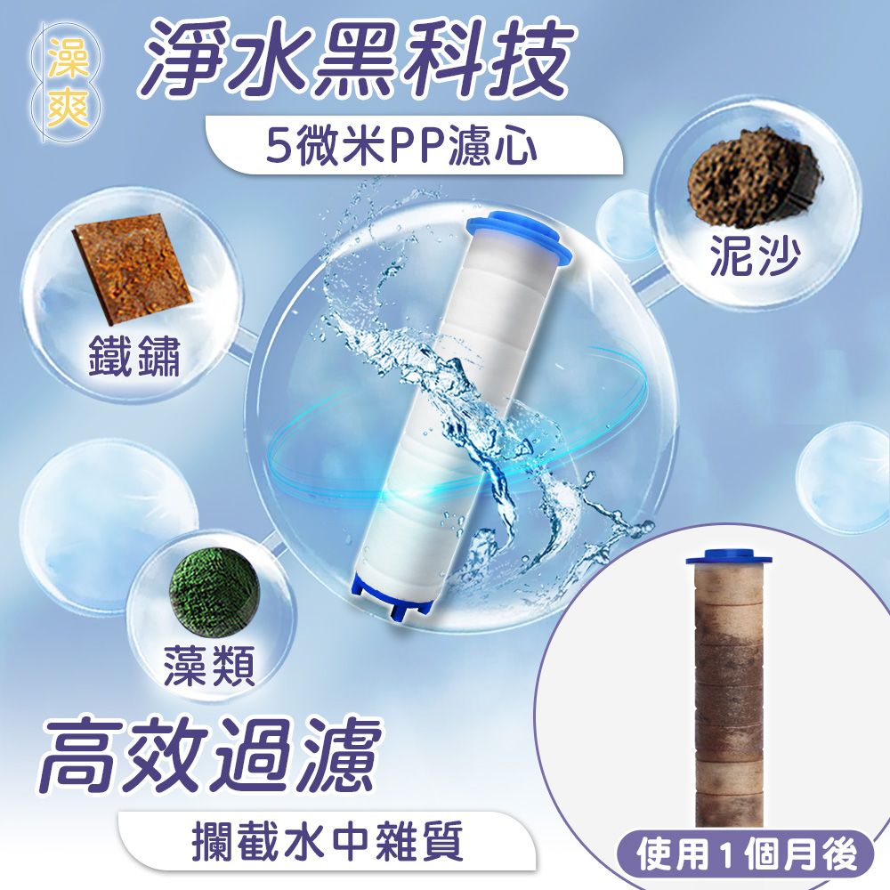  澡爽 PP棉濾心4入組 微米負離子美膚蓮蓬頭專用 不含蓮蓬頭