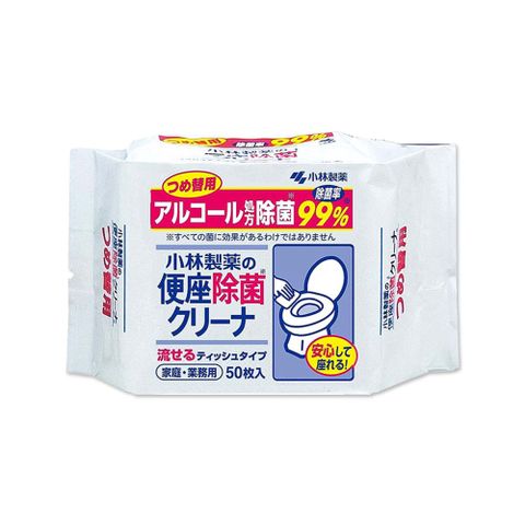 日本小林製藥-浴廁馬桶座清潔濕巾補充包50入/袋