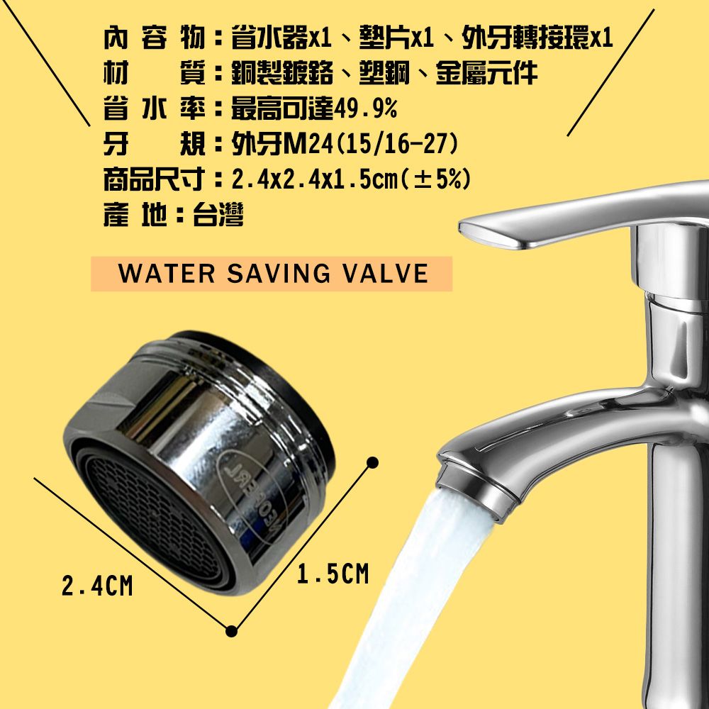 金德恩 1顆-Neoperl 四分氣泡式省水閥 3030 台灣製造 水龍頭 外牙型 省水器 節水器 水波器 過濾器 氣泡式