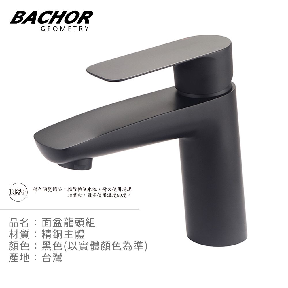 BACHOR  工業風單槍面盆龍頭(霧黑)-無安裝 P10753BK