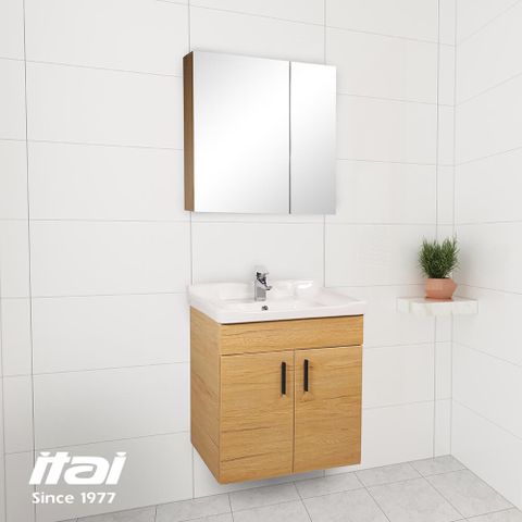 【ITAI 一太】台灣製造-北歐橡木色 60cm鏡櫃、浴櫃組(不含龍頭)