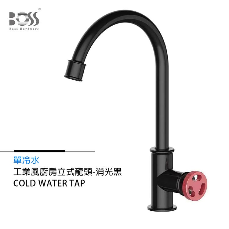 BOSSBoss Hardware單冷水工業風廚房立式龍頭-消光黑COLD WATER TAP