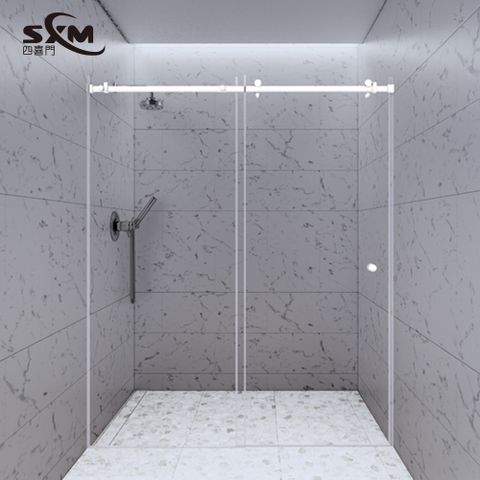 Sxm四喜門_304不鏽鋼啞白色一字型淋浴滑門(一固一門)寬150以內高190cm