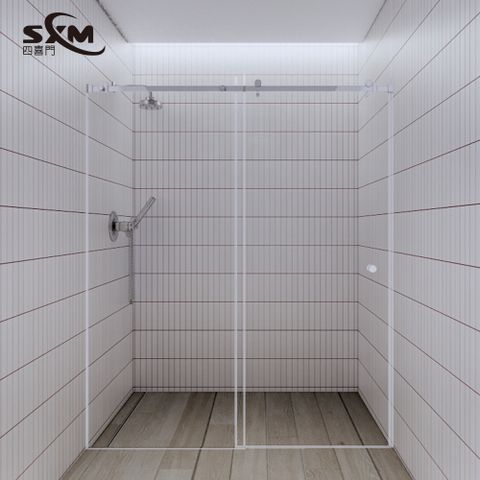 Sxm四喜門_304不鏽鋼亮面色一字型淋浴滑門(一固一門)寬150以內高190cm
