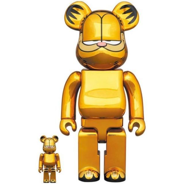 Be@rbrick 庫柏力克熊  Garfield Gold Chrome Ver. 金色加菲貓100% & 400%