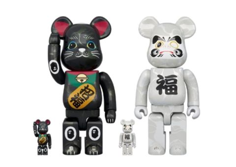 BE@RBRICK BAPE 招財猫 黒／達磨 白 100％ & 400％ (4体)