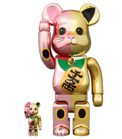 Be@rbrick 庫柏力克熊 招財猫 千萬兩 粉金色款 100％ & 400％