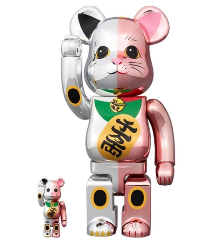 Be@rbrick 庫柏力克熊 招財猫 千萬兩 銀粉色款 100％ & 400％