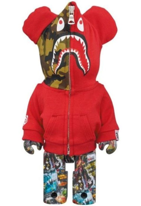 Be@rbrick 庫柏力克熊 BE@RBRICK BAPE(R) LEGACY CAMO SHARK 紅色 100％ & 400％ 3 PCS SET
