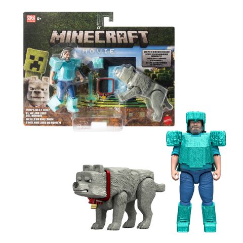 MINECRAFT 電影角色模型 - 史蒂夫與狼
