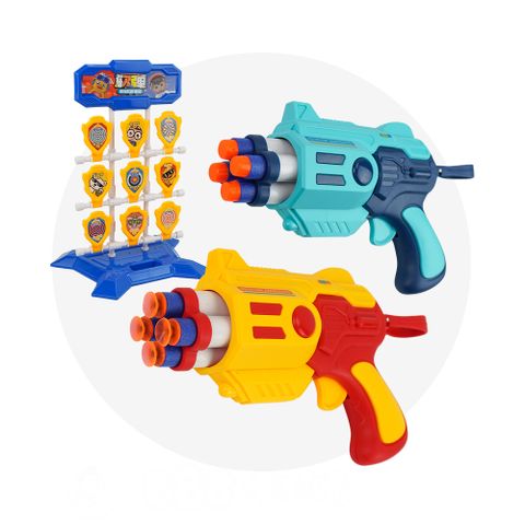 九宮格鏢靶親子安全軟彈槍組(槍2支+子彈20發)(顏色隨機)(899105)
