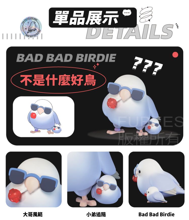 單品展示DETAILSBAD BAD BIRDIE不是什麼好版權所有大哥風範小弟追隨Bad Bad Birdie