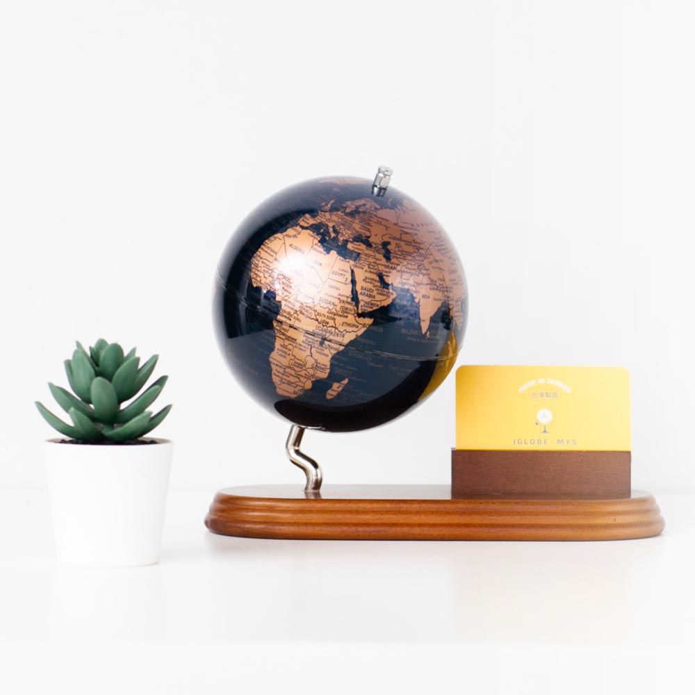  【WUZ屋子】SkyGlobe 5吋金屬藍名片底座地球儀(英文版)