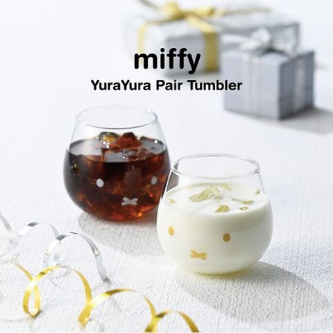 【Miffy 米飛】日本製 Miffy不倒翁 水杯 酒杯 金銀玻璃對杯組