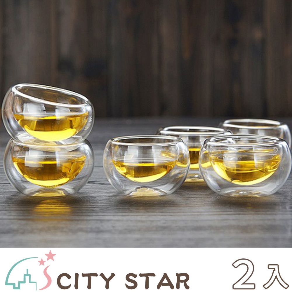 CITY STAR 耐熱雙層玻璃真空品茶杯(6個/入)-2入