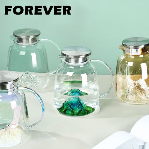 FOREVER 鋒愛華 (買一送一)【日本】高硼硅耐熱玻璃山形款把手水壺1500ml