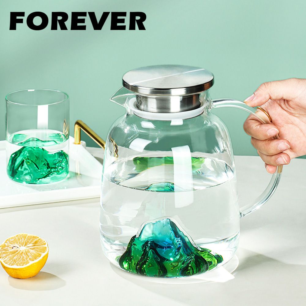 FOREVER 鋒愛華 (買一送一)【日本】高硼硅耐熱玻璃山形款把手水壺1500ml