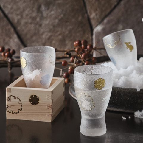 ADERIA 日本製 石塚硝子 Masu 雪兔清酒杯禮盒組 100ml(啤酒杯 玻璃杯 水杯)