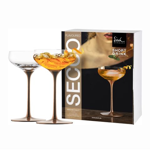 【Eisch】SECCO玫瑰金銅梗雞尾酒/馬丁尼杯 210ml-2入組